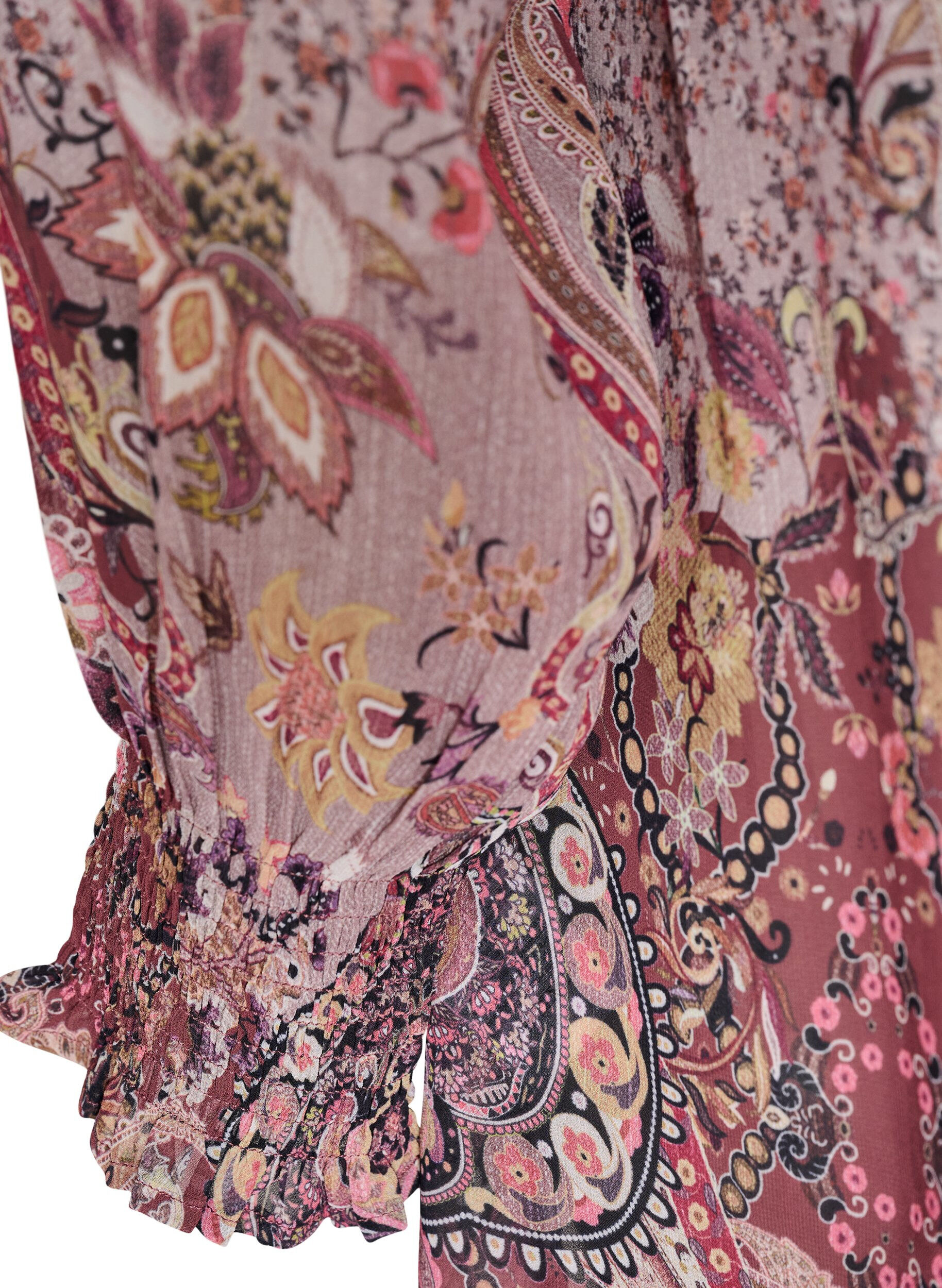 ZizziTunic met paisleyprint en gesmokte manchetten, Roze, Packshot image number 3