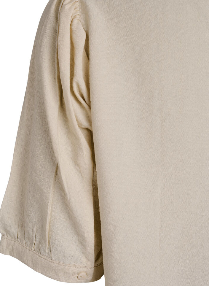 Viscose blouse met 1/2 mouwen, Beige, Packshot image number 3