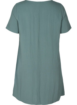 Viscose jurk met korte mouwen en zakken, Balsam Green, Packshot image number 1