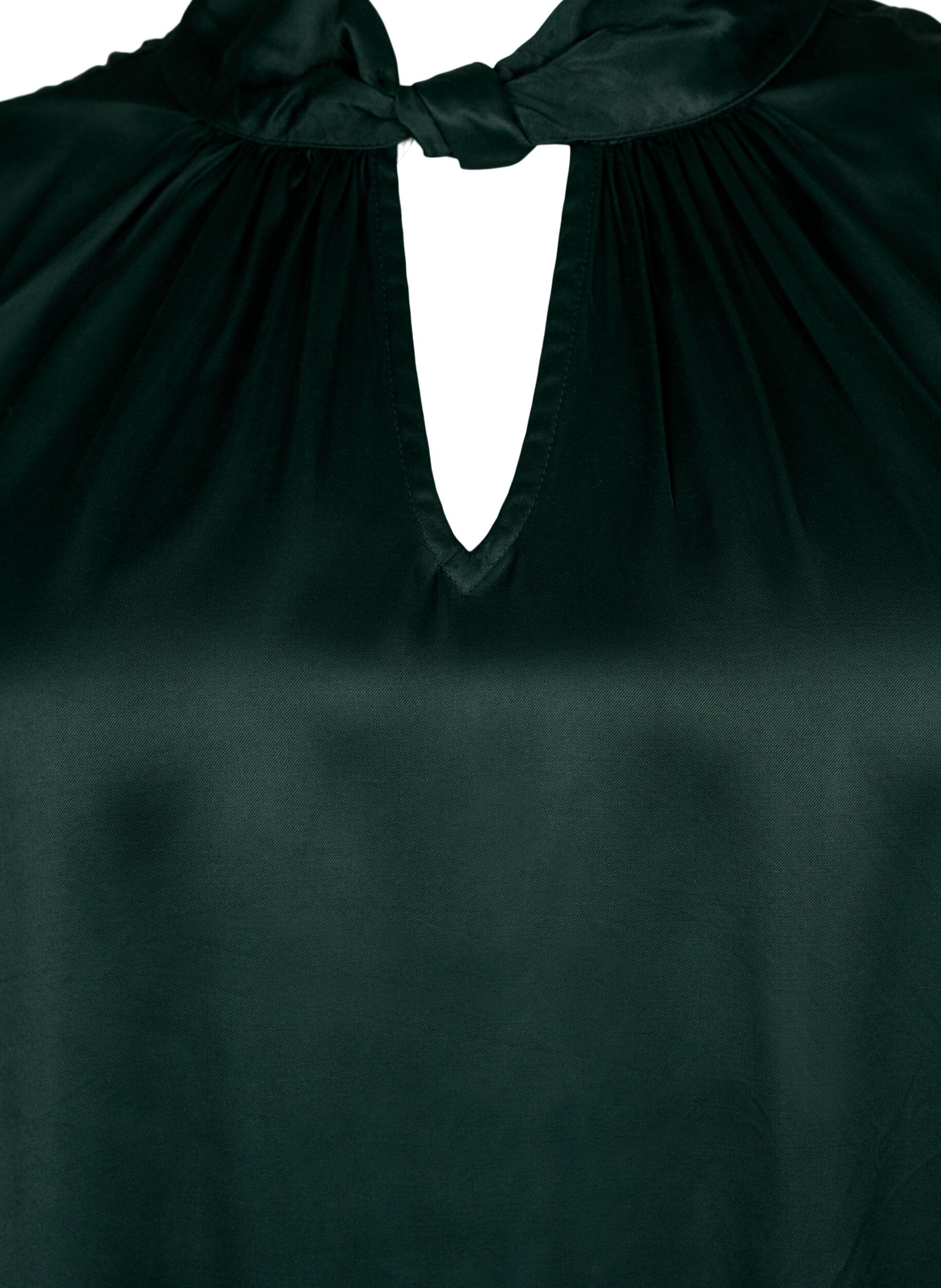 Zizzi Mouwloze top van viscose met detail, Scarab, Packshot image number 2