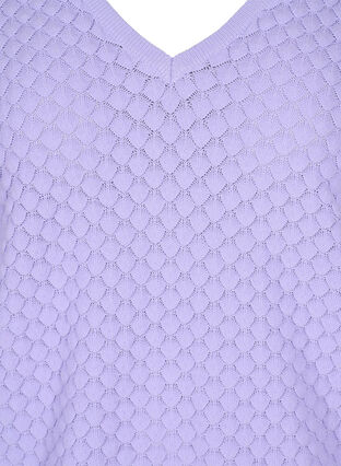 Gebreide top met patroon en v-halslijn, Lavender, Packshot image number 2