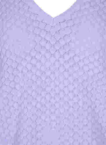 Gebreide top met patroon en v-halslijn, Lavender, Packshot image number 2