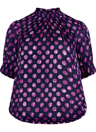  Smock-blouse met korte mouwen en print, Medieval Bl. Dot AOP, Packshot image number 0