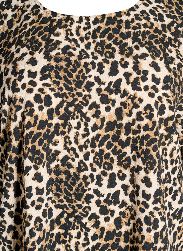 Blouse met korte mouwen en luipaardprint, Leopard AOP, Packshot image number 2