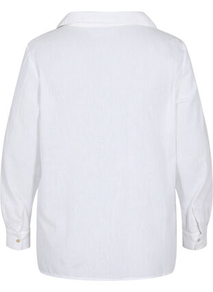 Shirtblouse met knoopsluiting van katoen-linnenmix, White, Packshot image number 1