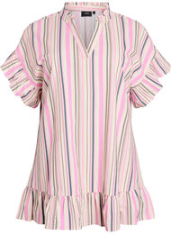 Tunic met V-hals en ruchesdetails, Vanille