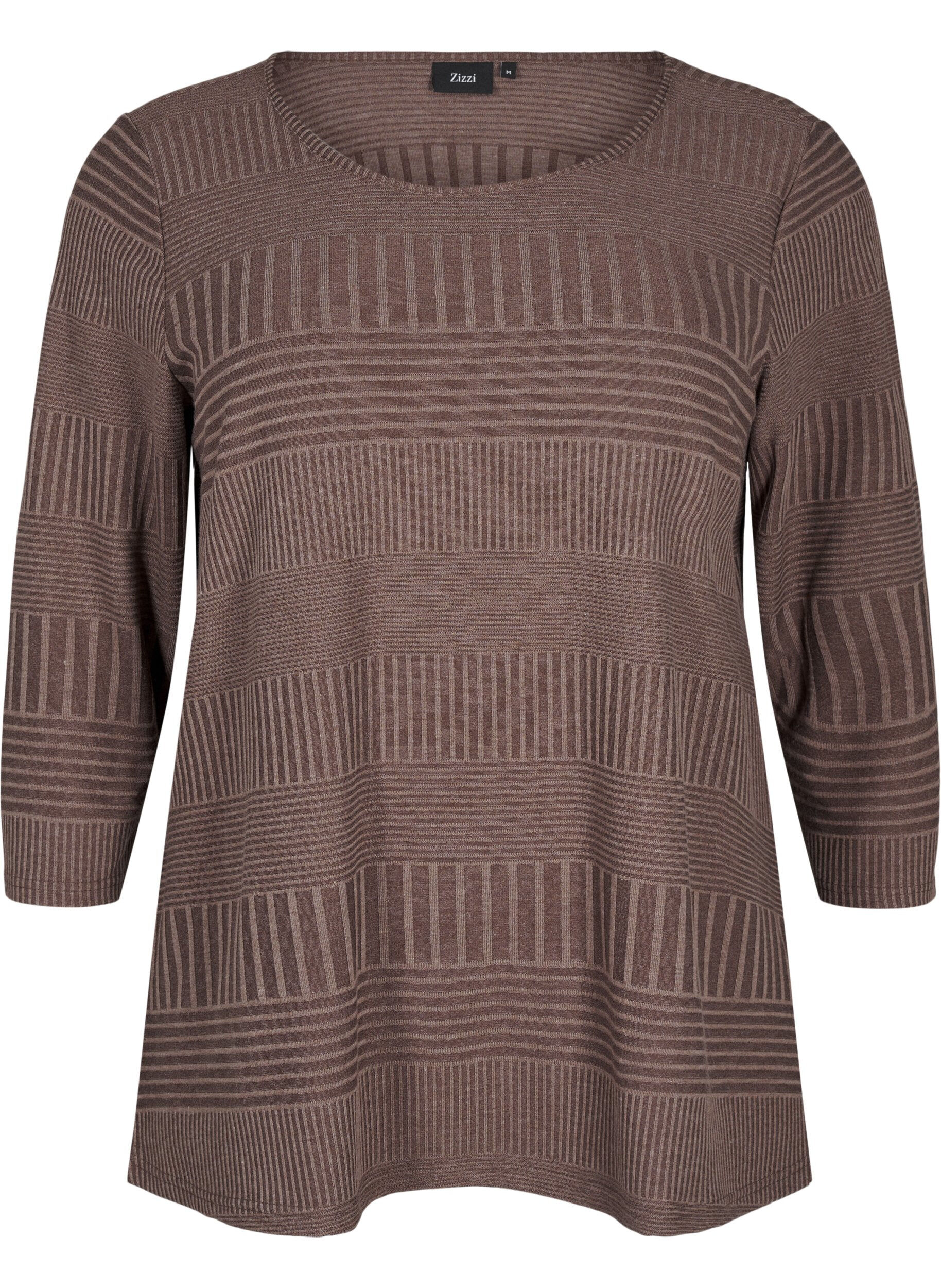 Zizzi Blouse met driekwartmouwen en een gestreept patroon, Ch. Martini Mel., Packshot image number 0