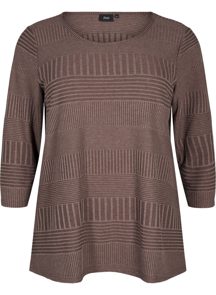 Blouse met driekwartmouwen en een gestreept patroon, Ch. Martini Mel., Packshot image number 0