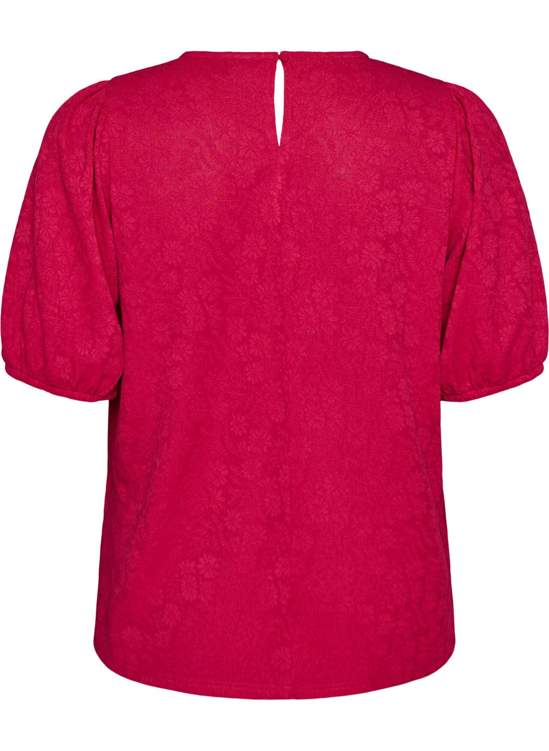 ZizziBlouse met textuur en korte mouwen, Roze, Packshot image number 1