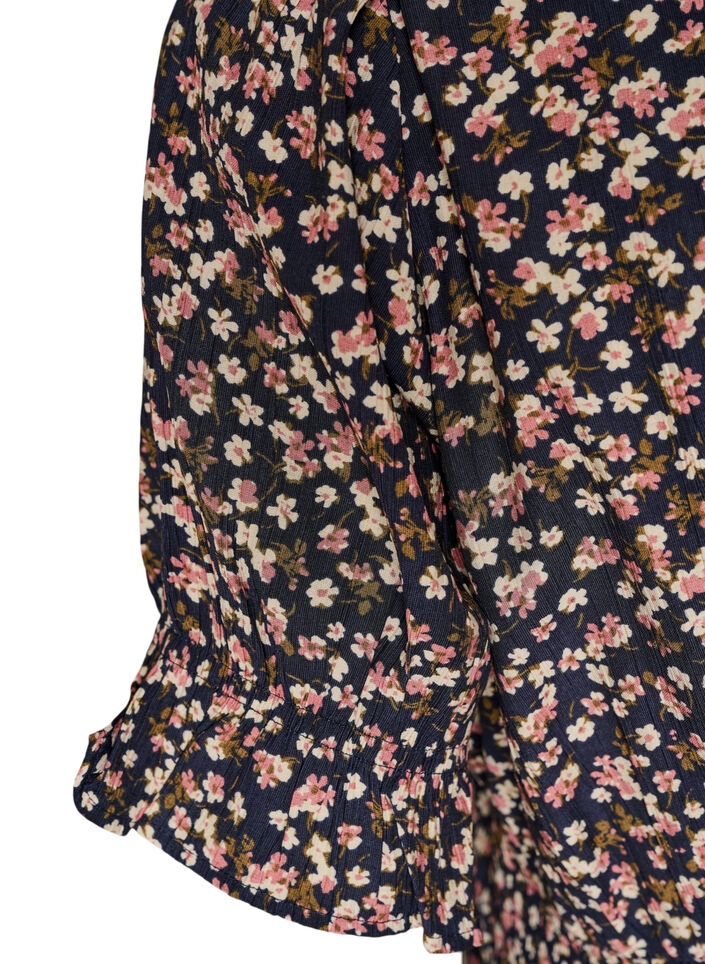 Korte viscose jurk met ruchesdetails, Blauw, Packshot image number 3