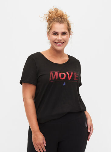 Sport-T-shirt met print, Black w. Stripe Move, Model image number 0