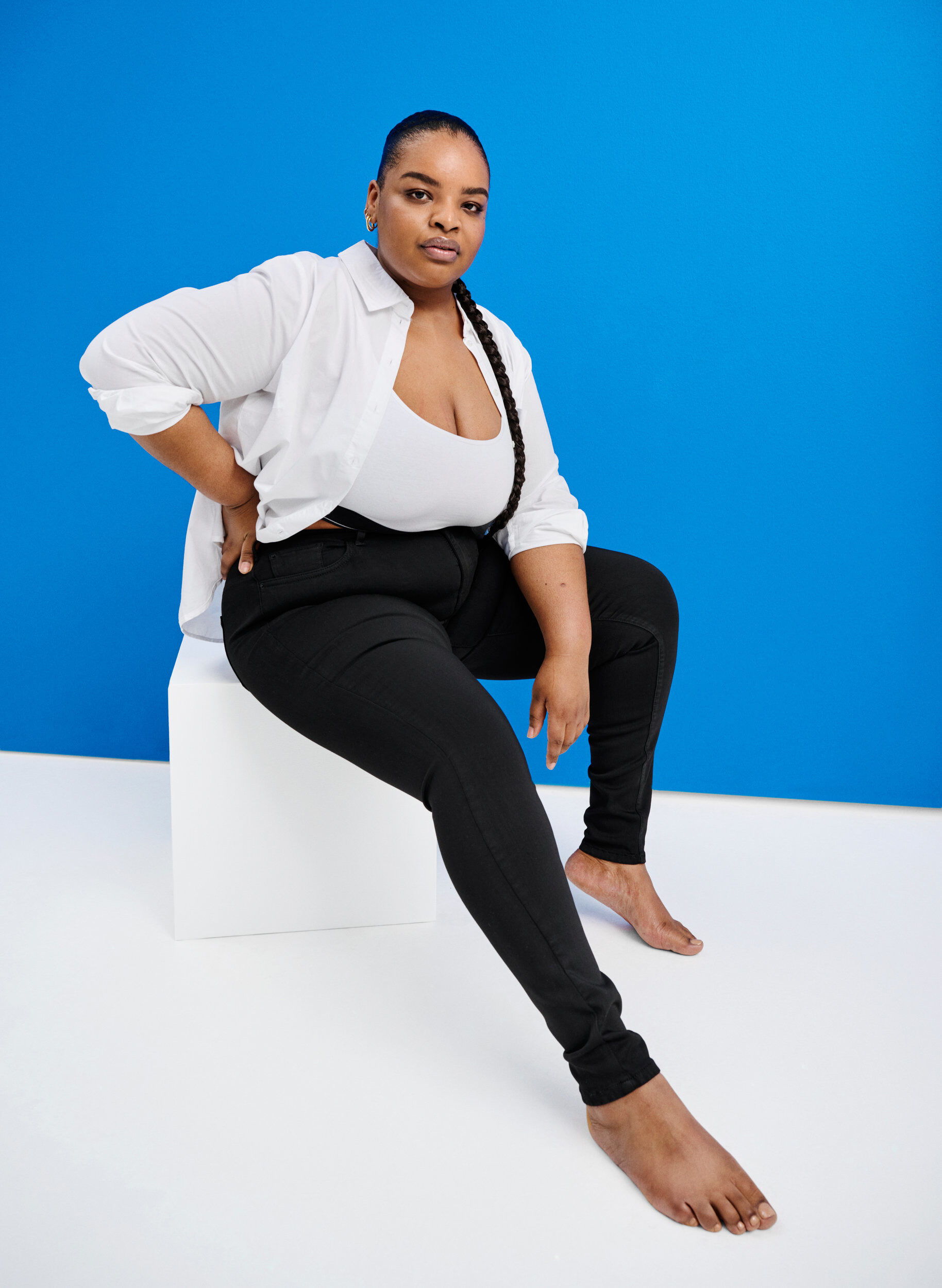 Zizzi Stay black Amy jeans met hoge taille, Zwart, Image image number 0