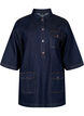 Denim jurk met grote zakken en 3/4 mouwen, Blauw, Packshot image number 0