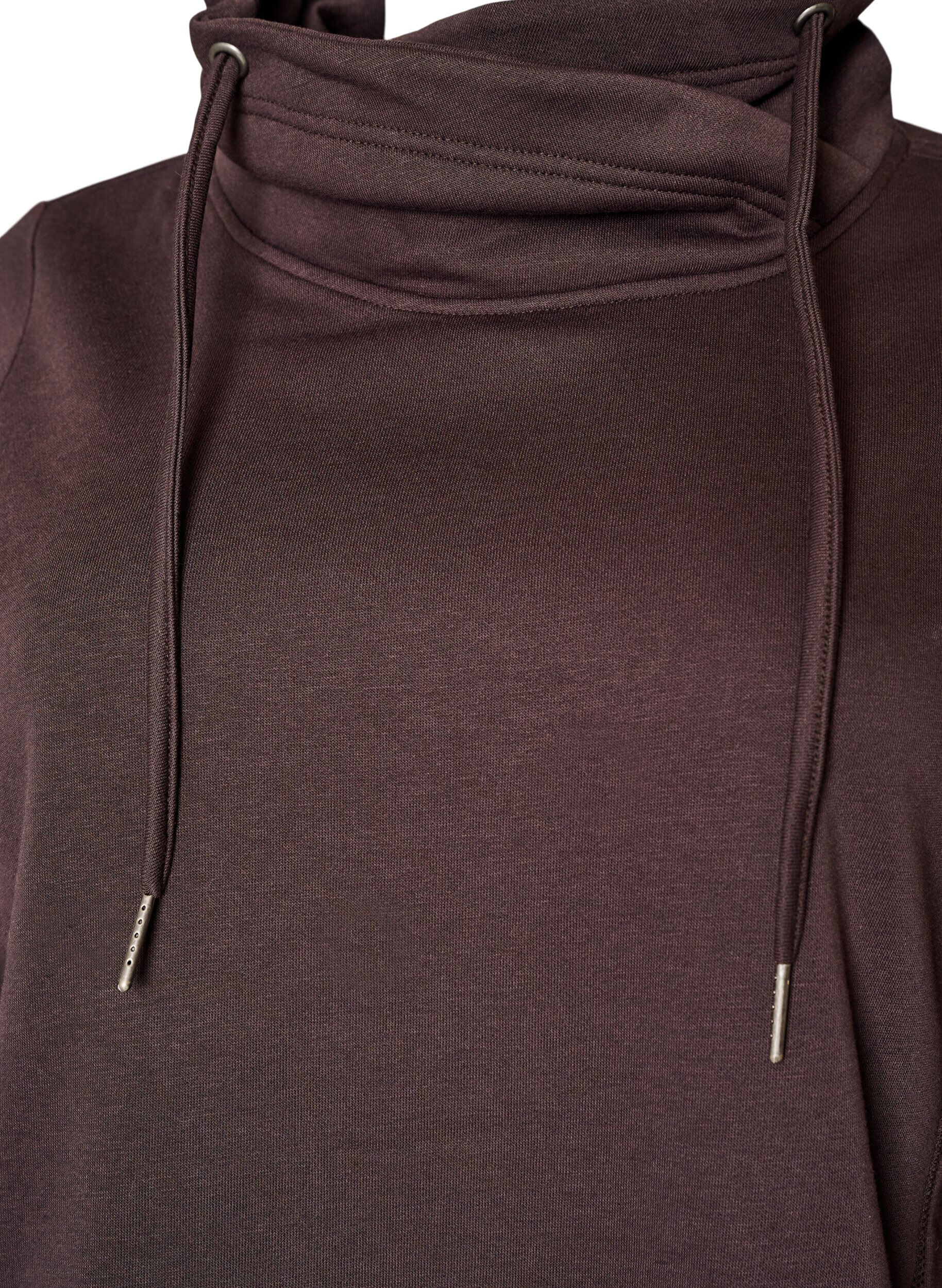ZizziSweatshirt met hoge kraag en zakken, Bruin, Packshot image number 2
