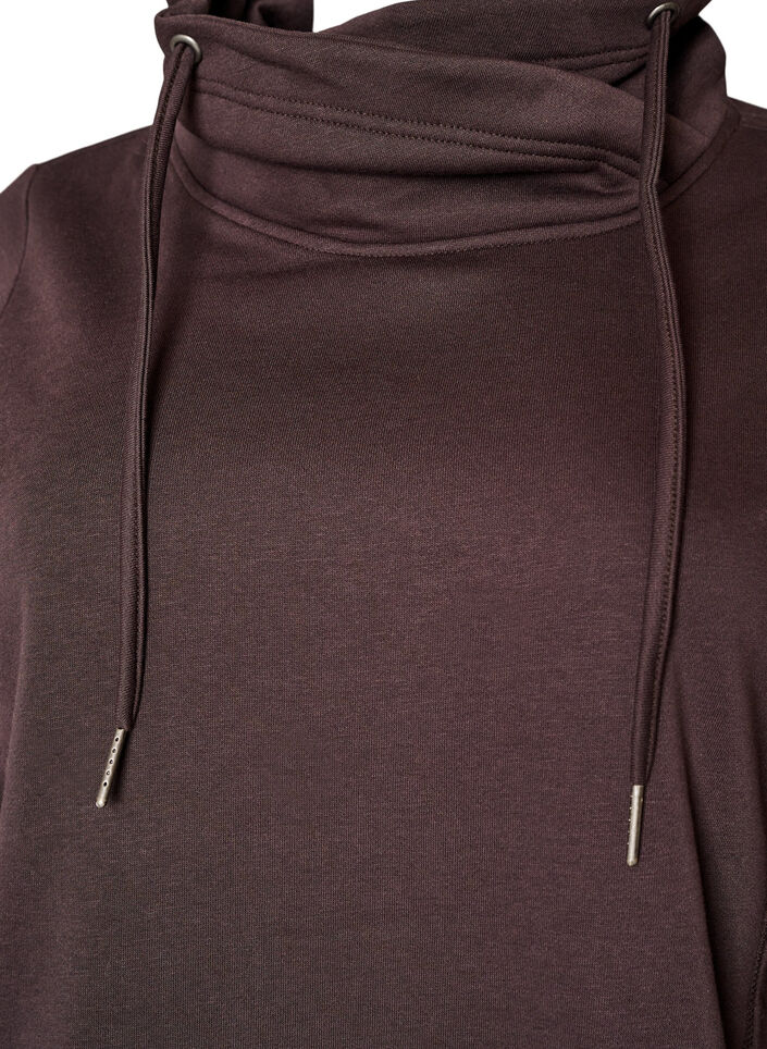 Sweatshirt met hoge kraag en zakken, Bruin, Packshot image number 2