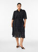 Blousejurk in broderie anglaise met strikceintuur, Zwart, Model image number 1