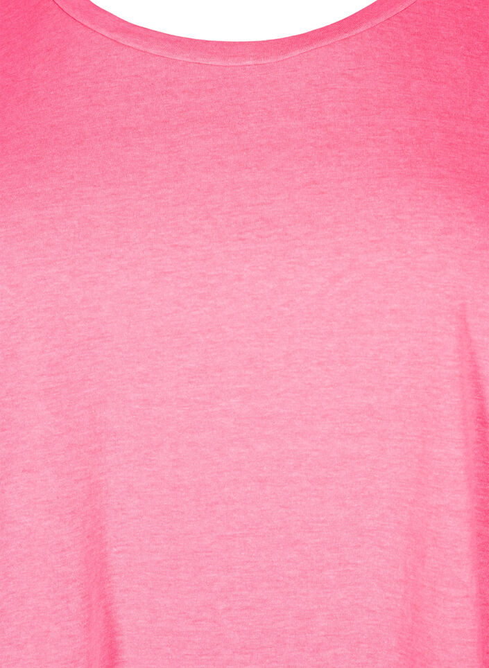 T-shirt van katoen in neon kleur, Roze, Packshot image number 2