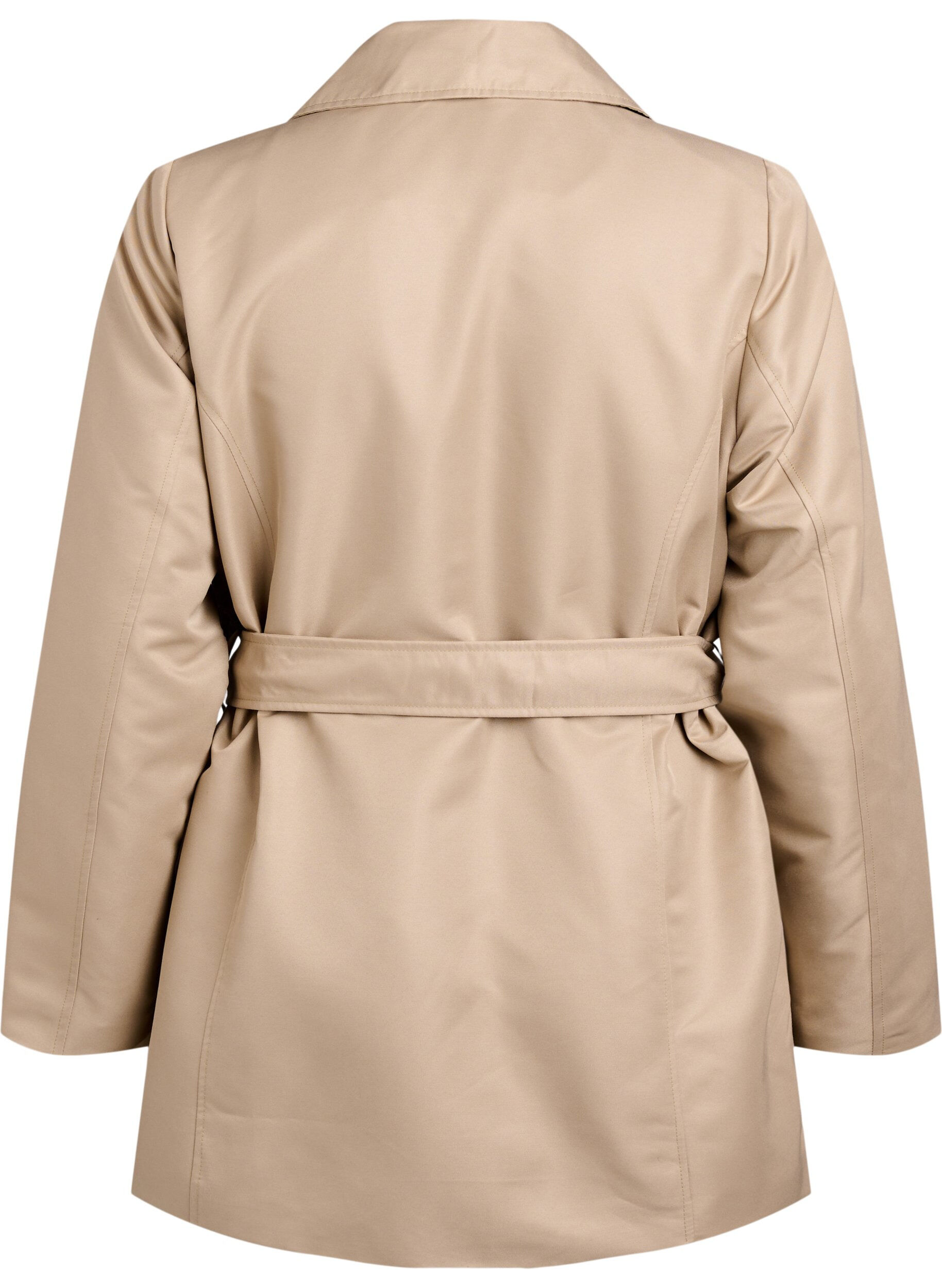 Zizzi Korte trenchcoat met riem, Beige, Packshot image number 1