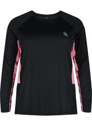 Ski onderhemd met contrast streep, Black w. Sea Pink