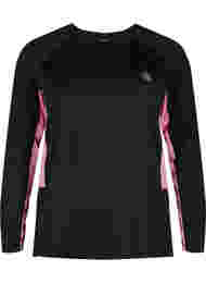 Ski onderhemd met contrast streep, Black w. Sea Pink