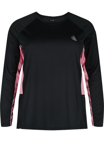 Ski onderhemd met contrast streep, Black w. Sea Pink, Packshot image number 0