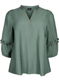 Blouse met ruffles, Duck Green