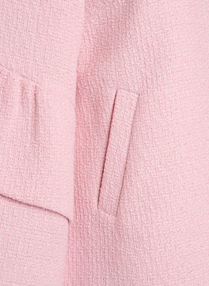 Boucl&eacute; jasje met ruchesdetails, Roze, Packshot image number 3