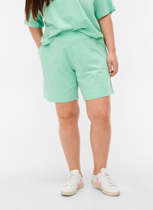 Losse katoenen shorts met zakjes, Lichen, Model image number 2