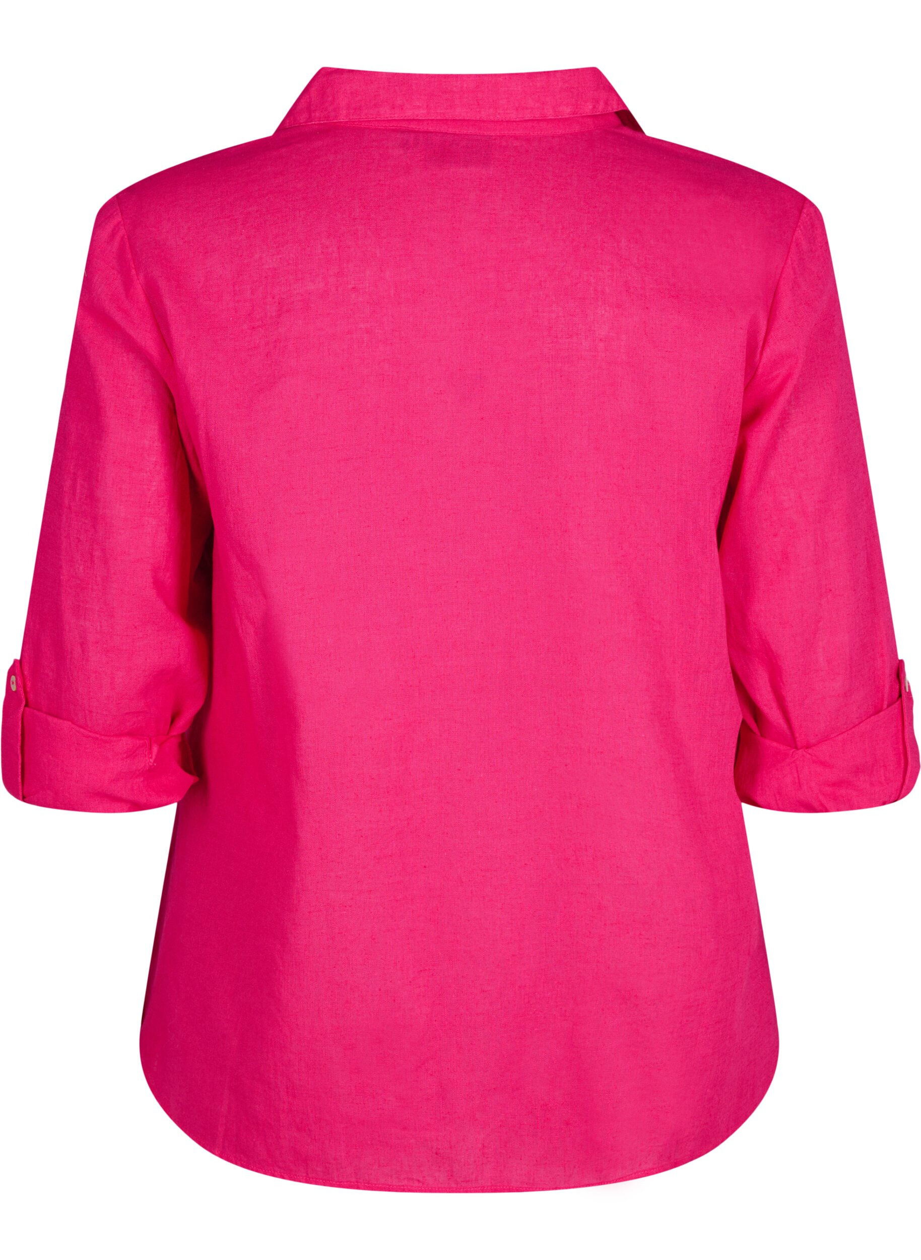 Zizzi Overhemdblouse met knoopsluiting van katoen-linnenmix, Bright Rose, Packshot image number 1