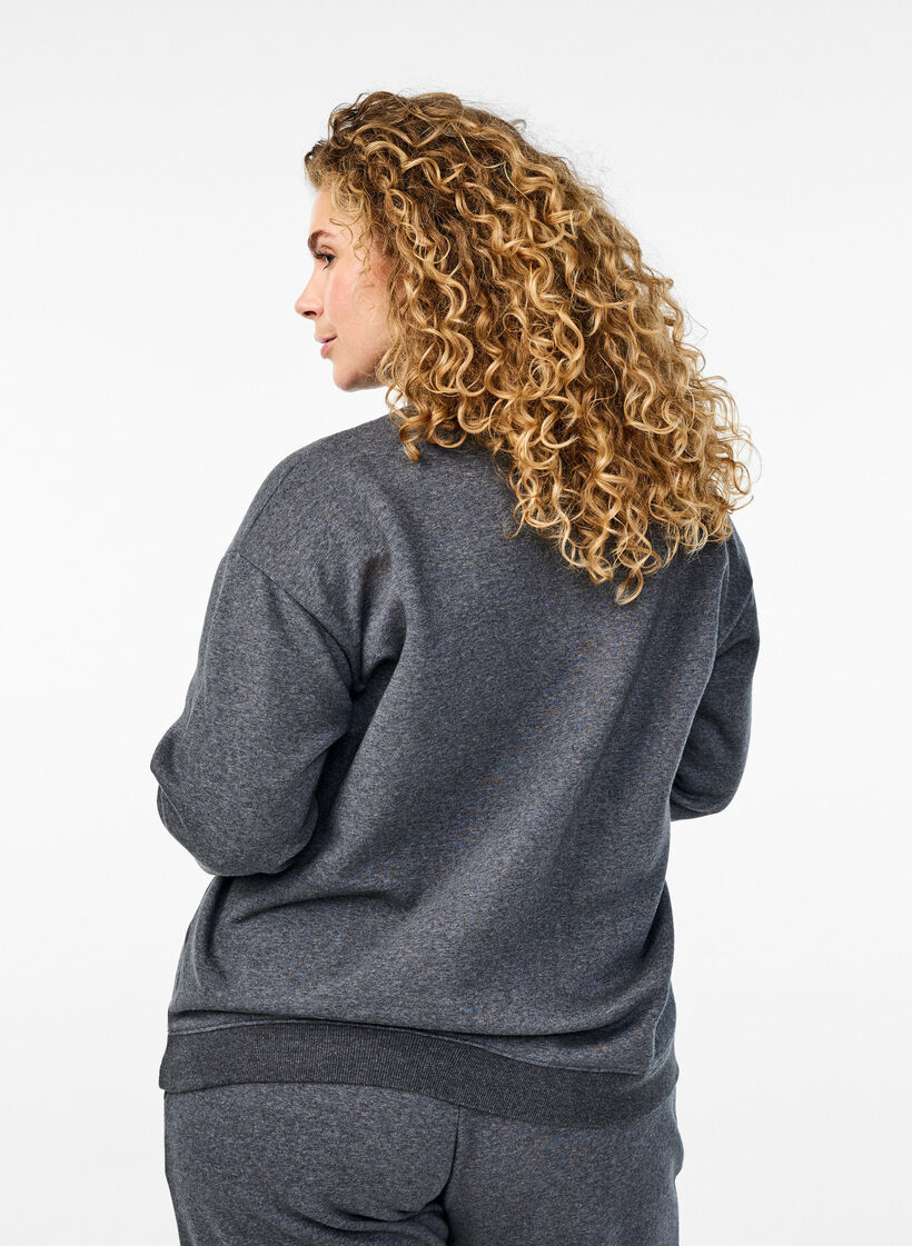 Sweatshirt met hoge kraag en lange mouwen, Grijs, Model image number 2