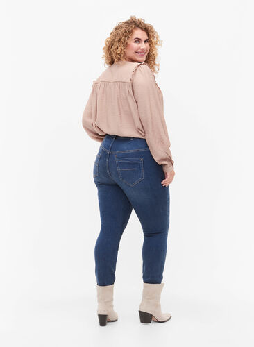 Super slanke Amy jeans met hoge taille, Blue denim, Model image number 1