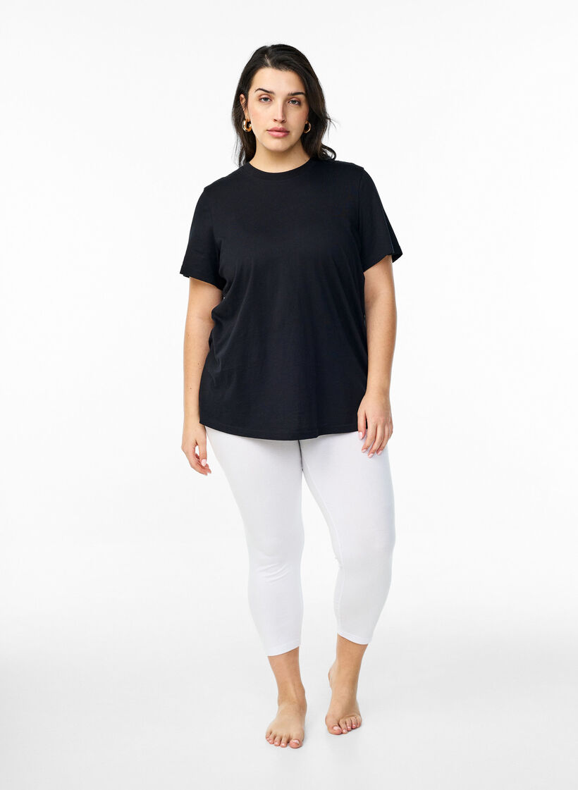Basic 3/4 legging in viscose, Wit, Model image number 1