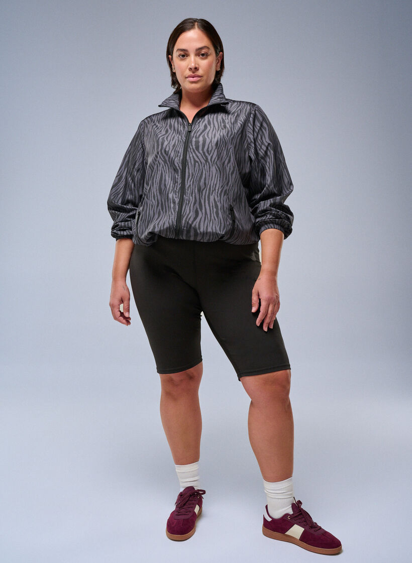 Lange strakke sport shorts, Zwart, Image