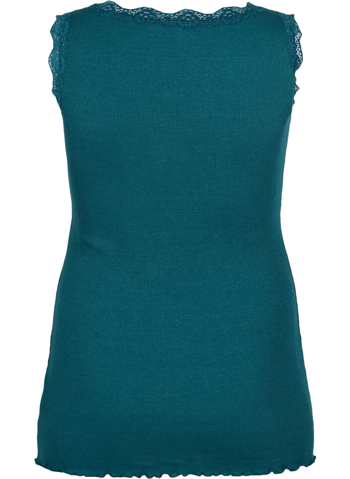 Top met kant, Groen, Packshot image number 1