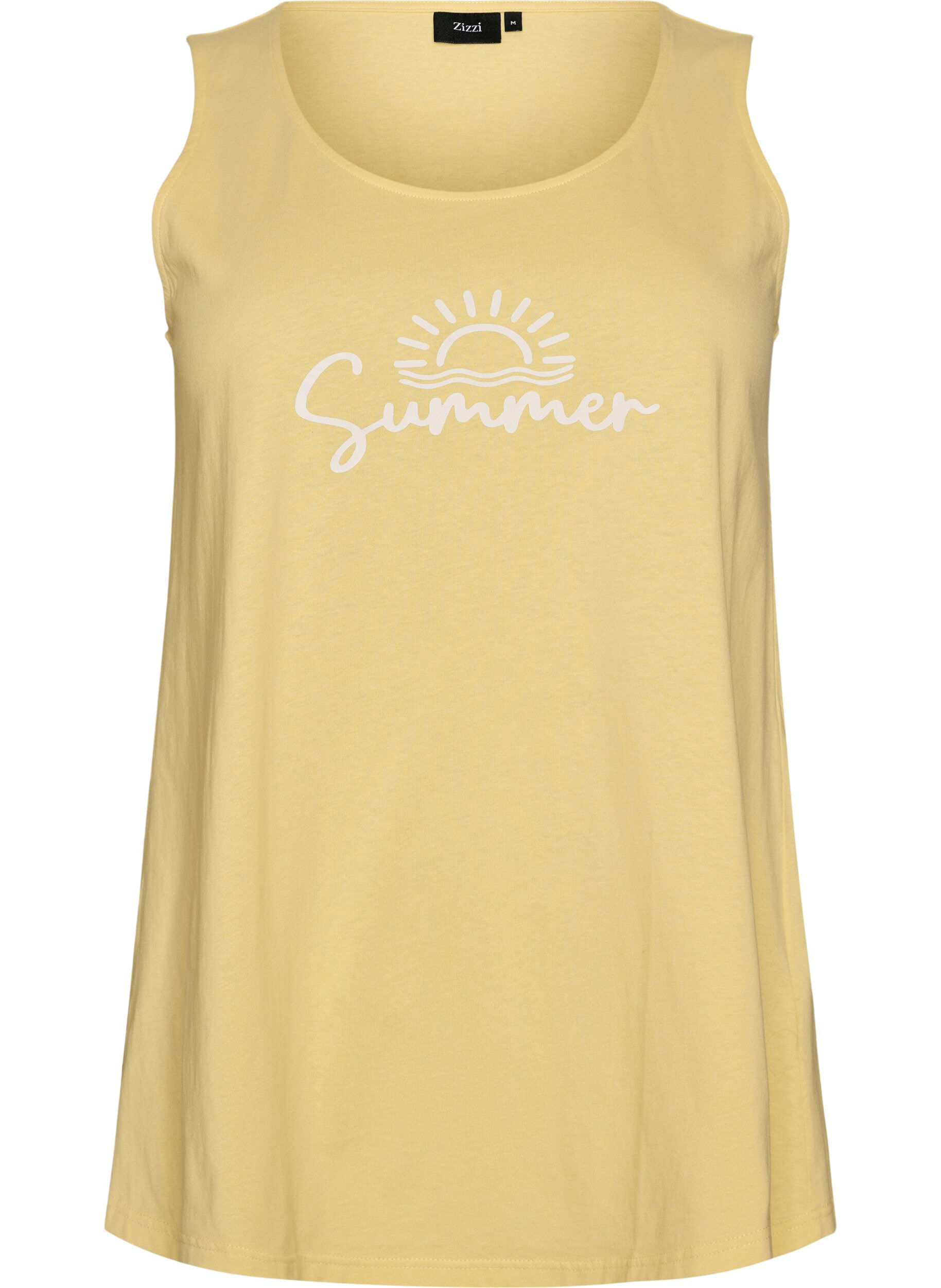 ZizziKatoenen top met a-vorm, Geel, Packshot image number 0