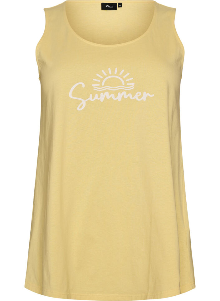 Katoenen top met a-vorm, Geel, Packshot image number 0