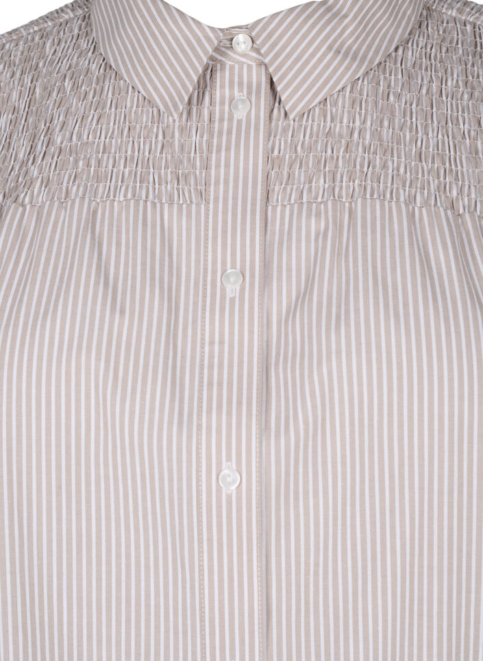 Shirt met strepen en smok, Silver Mink Wh. St., Packshot image number 2