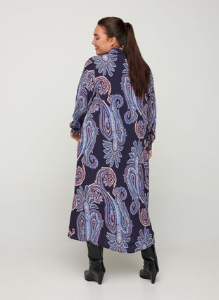 Viscose midi-jurk met paisley print, Night Sky AOP, Model image number 1