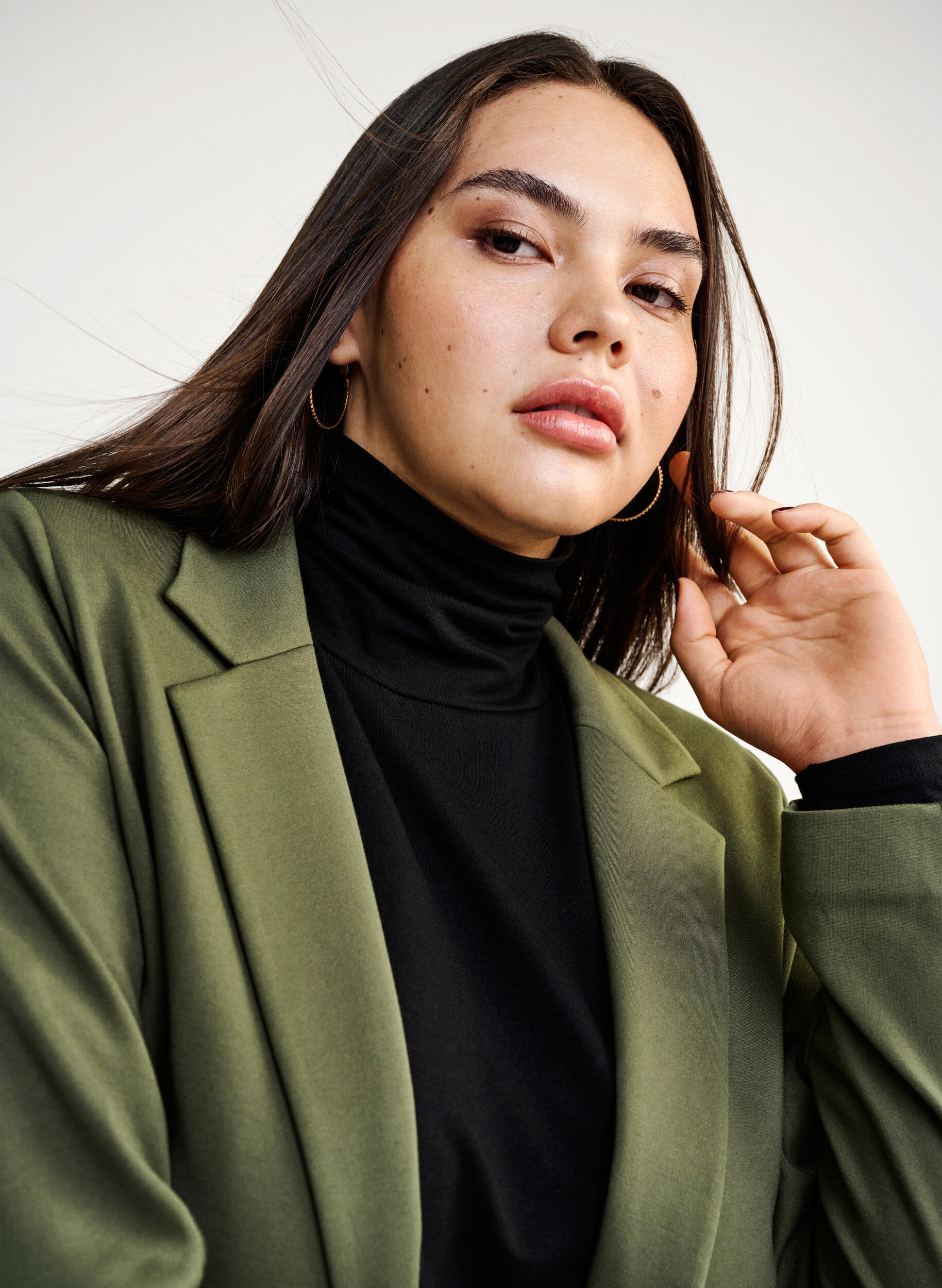 Zizzi Eenvoudige blazer met knoopsluiting, Groen, Image image number 0