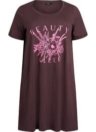 Nachtjapon met korte mouwen van biologisch katoen, Bruin