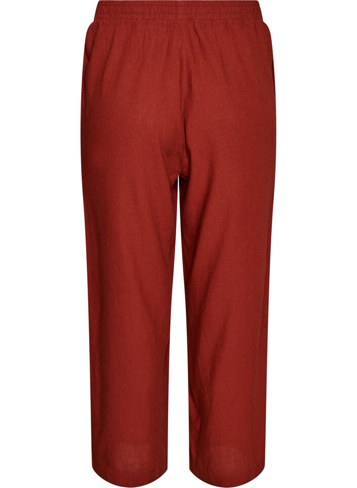 Wijde linnen en viscose broek, Rood, Packshot image number 1