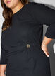 Jersey jurk met drapering en decoratieve gesp, Zwart, Model image number 2