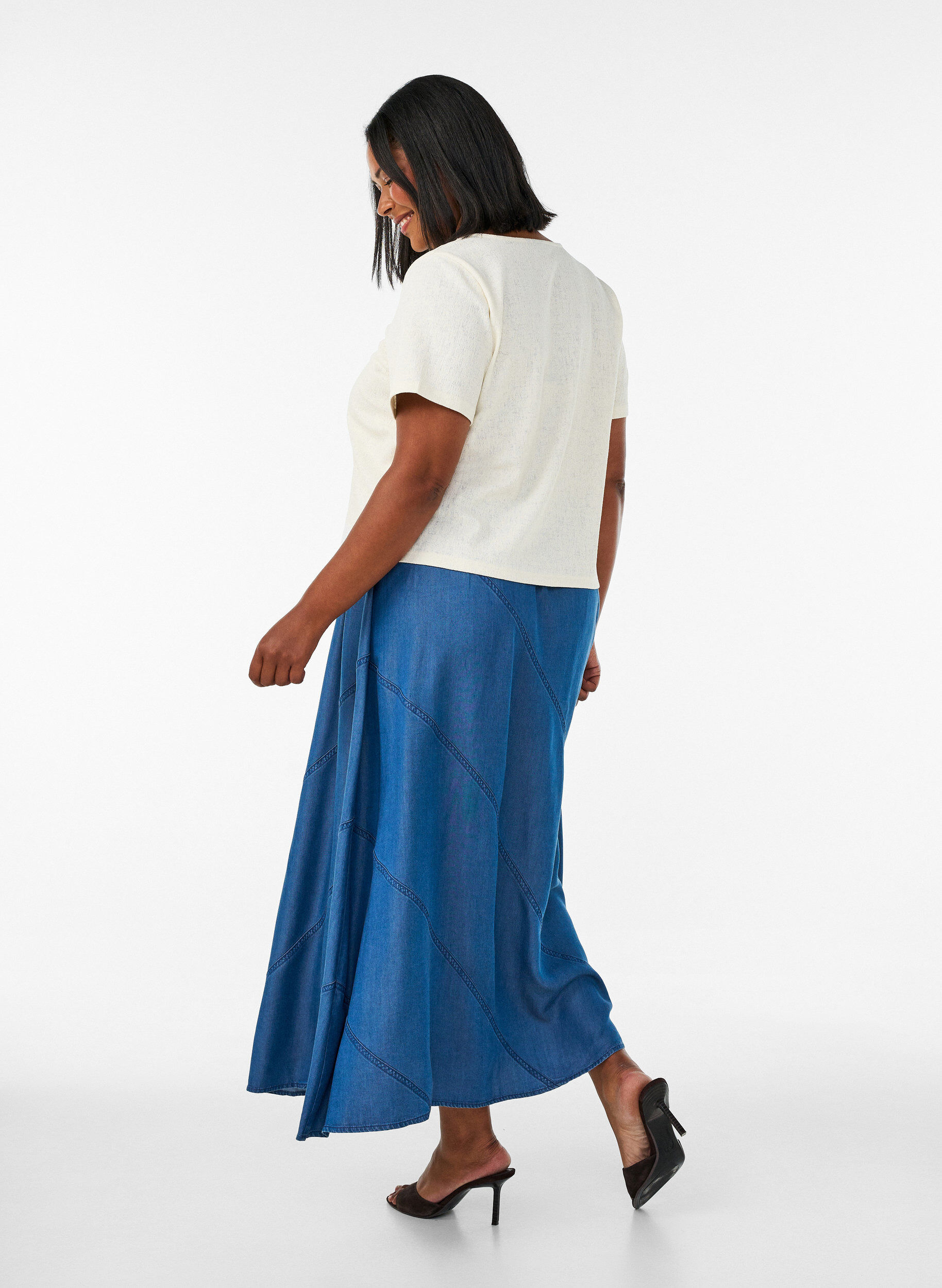 ZizziDenimlook maxirok in TENCEL&trade; Lyocell, Blauw, Model image number 1