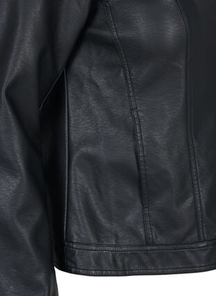 Kunstleren jas met zakken, Black, Packshot image number 3