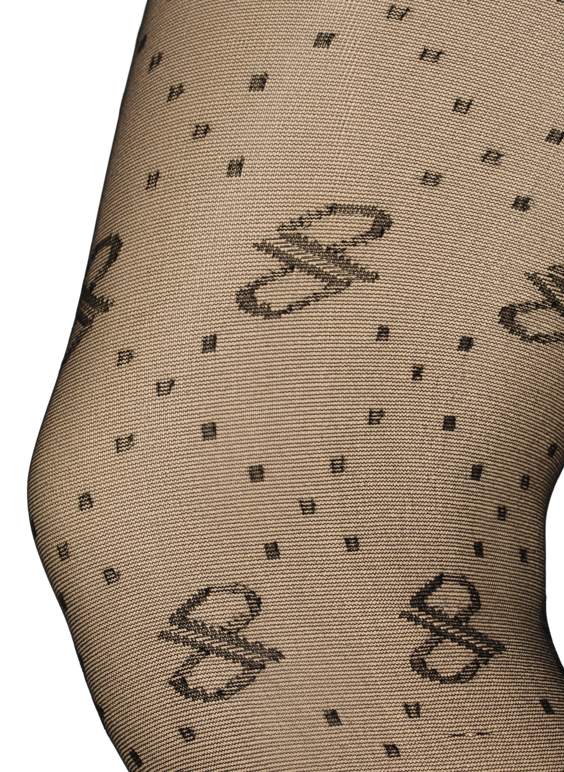 Zizzi 25 denier panty met patroon, Black, Packshot image number 1