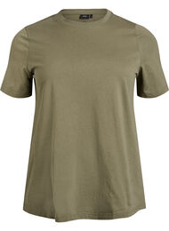 Basic katoenen T-shirt met ronde hals, Groen