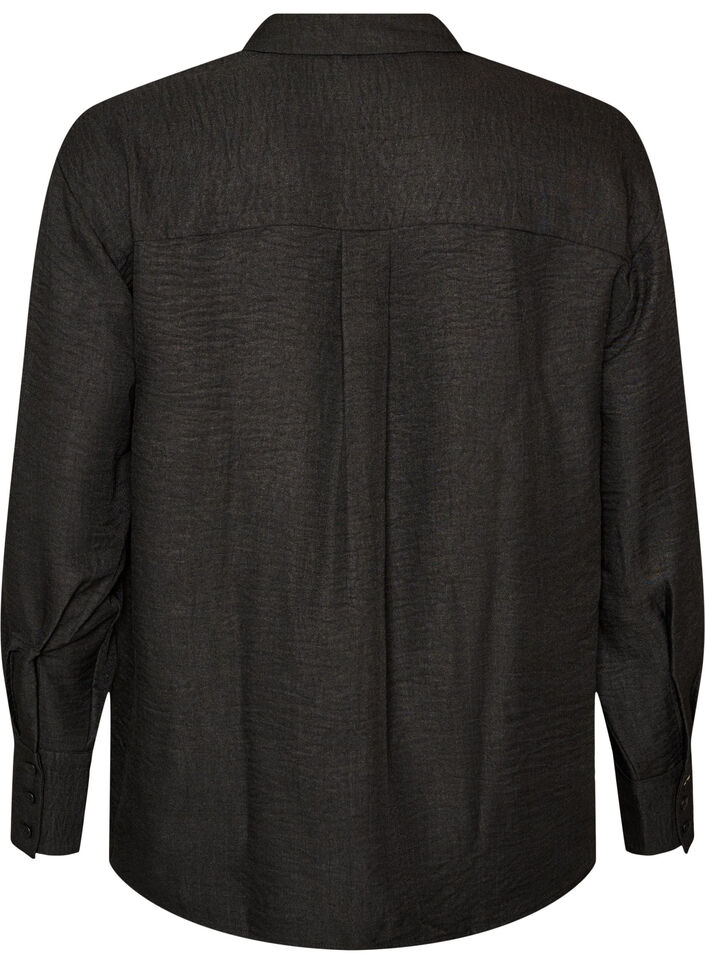 Losse shirt met V-hals, Zwart, Packshot image number 1