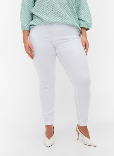 Super slim Amy jeans met hoge taille, White, Model image number 2
