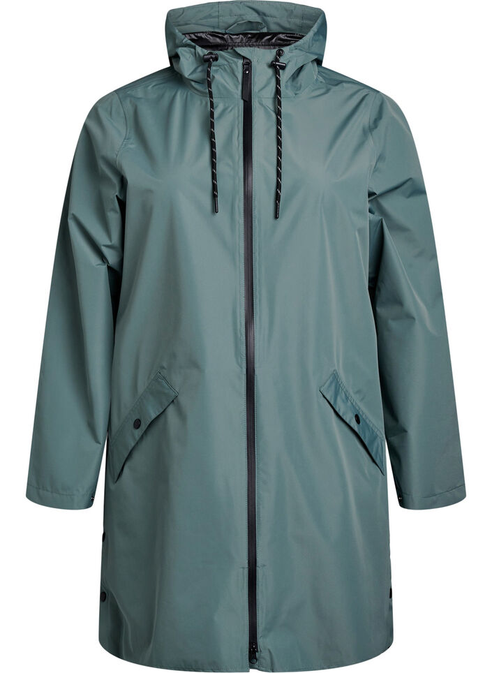 Regenjas met zakken en capuchon, Groen, Packshot image number 0