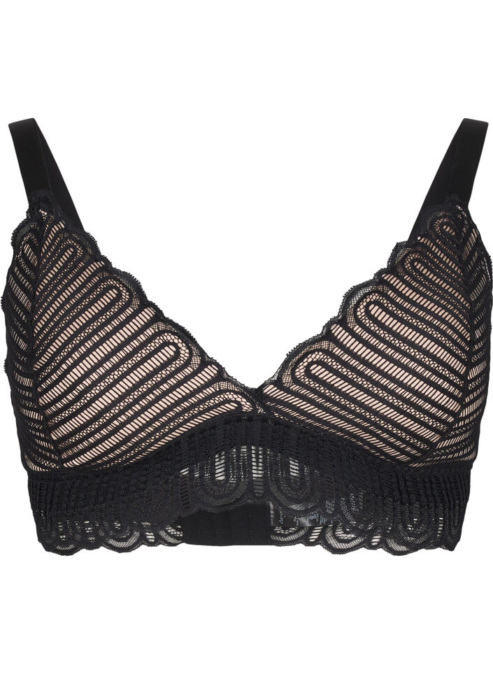 Bralette met kant en zachte vulling, Zwart, Packshot image number 0